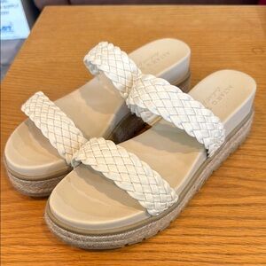 Women's White Braided Slide Sandals